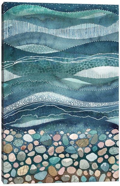 Underwater Sea Glass Stripe Canvas Art Print - Kate Rebecca Leach