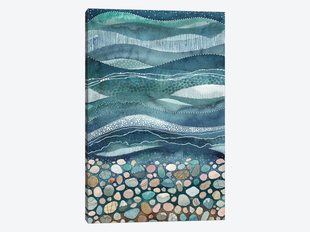 Underwater Sea Glass Stripe by Kate Rebecca Leach 1-piece Canvas Art Print