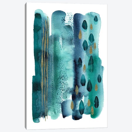 Underwater Seaweed Stripe Canvas Print #KLC88} by Kate Rebecca Leach Art Print