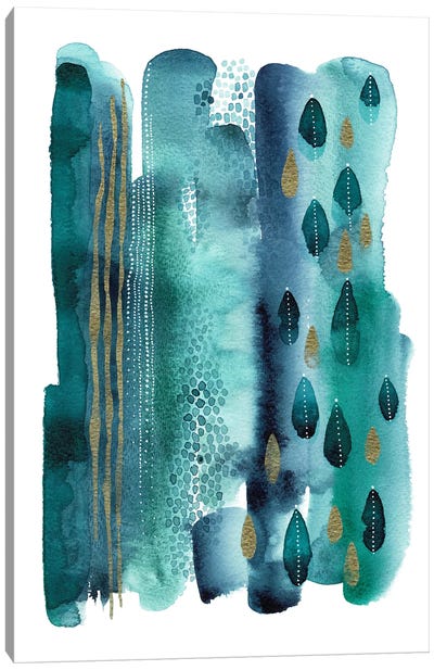 Underwater Seaweed Stripe Canvas Art Print - Kate Rebecca Leach