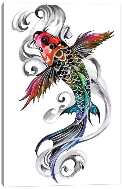 Rainbow Koi Canvas Art Print - Koi Fish Art