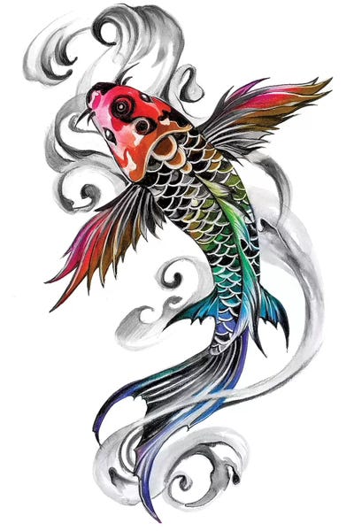 Kids Ocean Life Art: Rainbow Koi by Katy Lipscomb