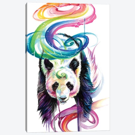 Rainbow Panda Canvas Print #KLI108} by Katy Lipscomb Canvas Art