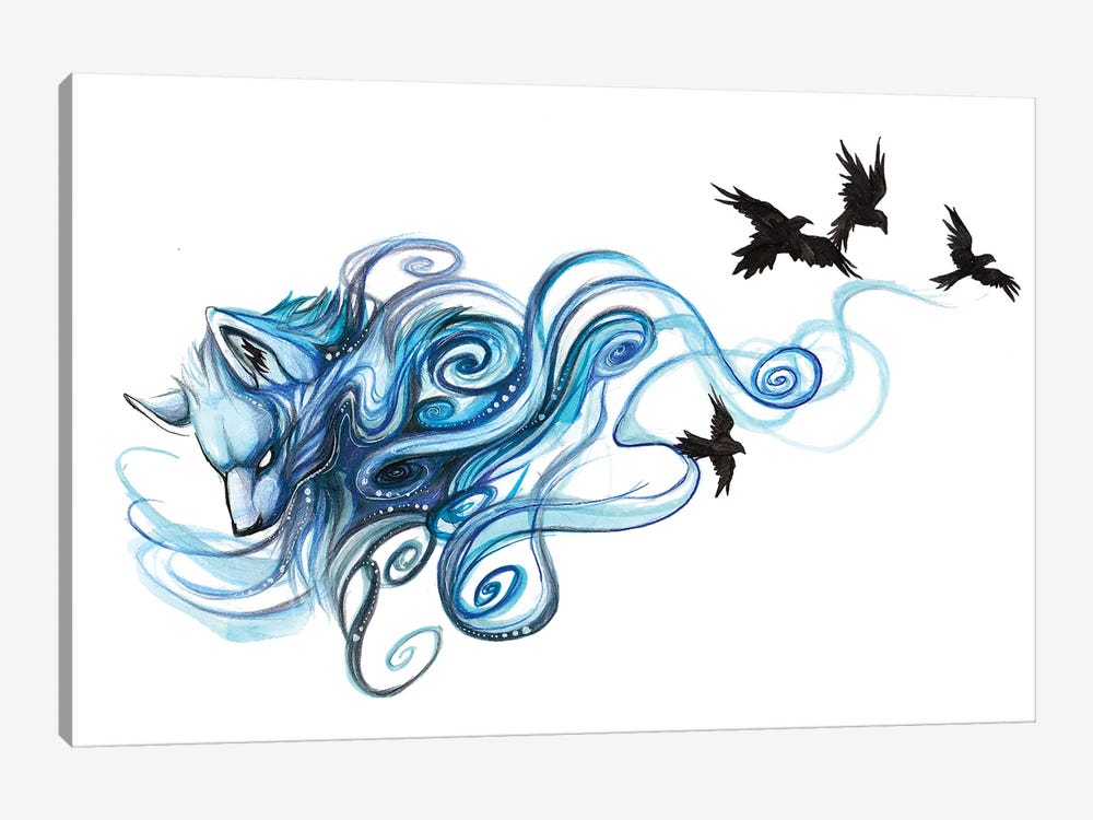 Blue Mystic Wolf by Katy Lipscomb 1-piece Canvas Artwork