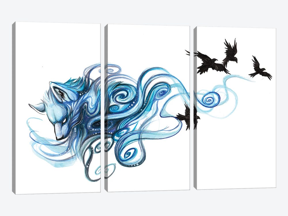 Blue Mystic Wolf by Katy Lipscomb 3-piece Canvas Art