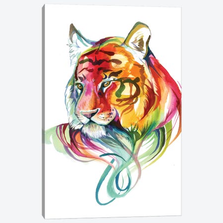 Rainbow Tiger Bust Canvas Print #KLI112} by Katy Lipscomb Canvas Print