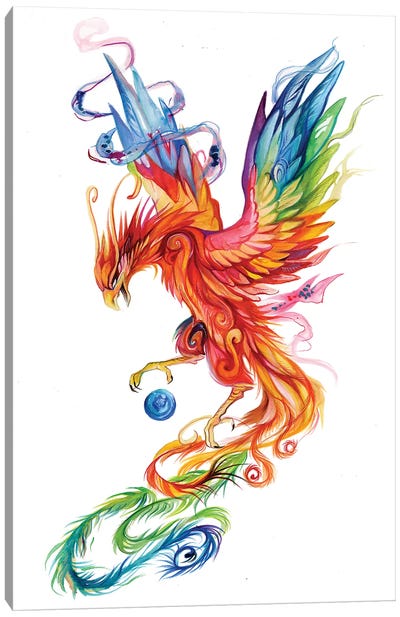 Regal Phoenix Canvas Art Print - Mythical Creature Art