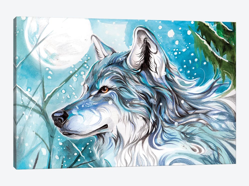 Blue Winter Wolf by Katy Lipscomb 1-piece Art Print