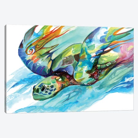Sea Turtle Canvas Print #KLI122} by Katy Lipscomb Canvas Wall Art