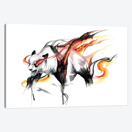 Burning Panda Canvas Print #KLI12} by Katy Lipscomb Canvas Wall Art