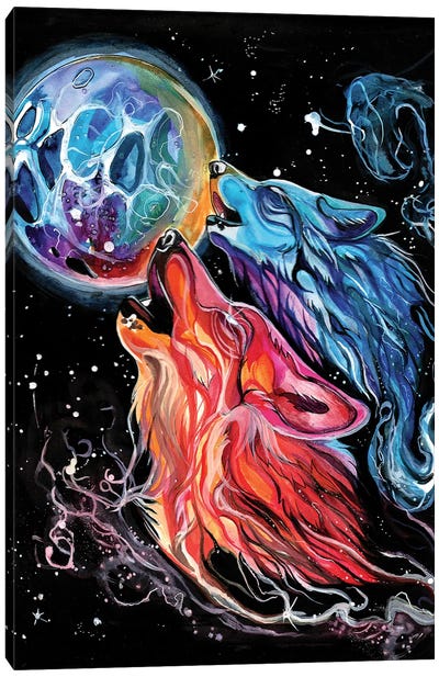 Space Howl Canvas Art Print - Wolf Art