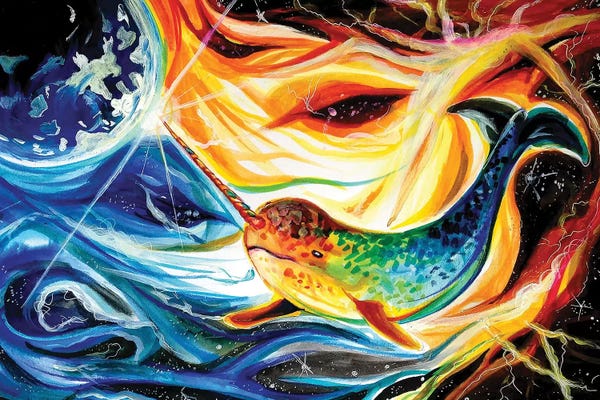 Kids Ocean Life Art: Space Narwhal by Katy Lipscomb