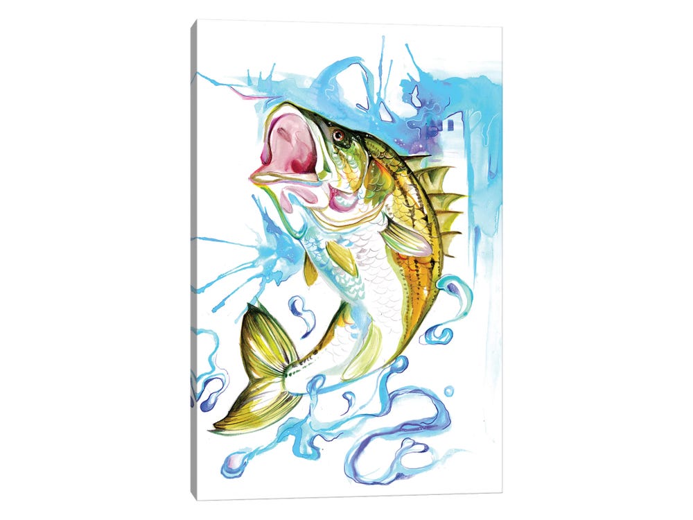 Striped Bass Fish Painting Wall Art Vintage Fishing Art Home Decor Canvas  Painting Posters and Prints Wall Art Pictures for Living Room Bedroom Decor