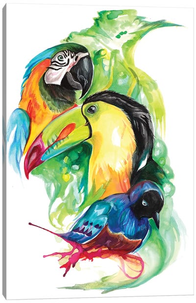 Tropical Birds Canvas Art Print - Toucan Art