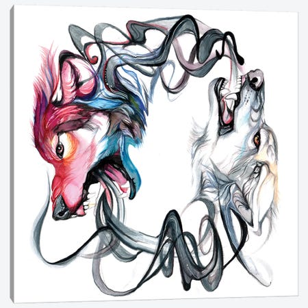 Wolf Spiral Canvas Print #KLI155} by Katy Lipscomb Canvas Art
