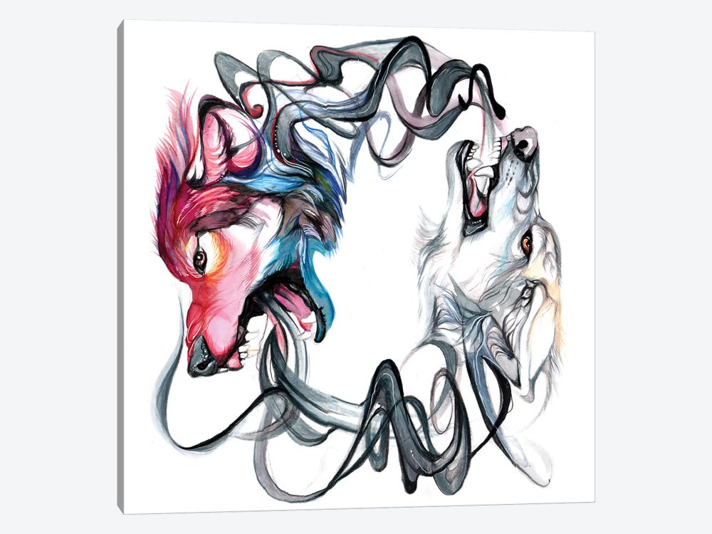 Wolf Spiral by Katy Lipscomb 1-piece Canvas Wall Art