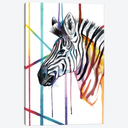 Zebra Canvas Print #KLI158} by Katy Lipscomb Art Print