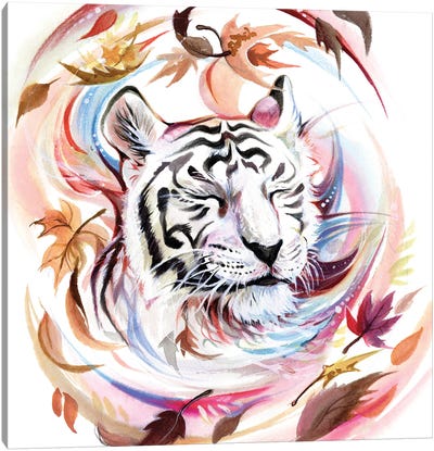 White Tiger Canvas Art Print - Katy Lipscomb