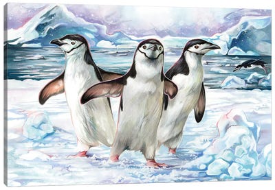 Penguins Canvas Art Print - Glacier & Iceberg Art