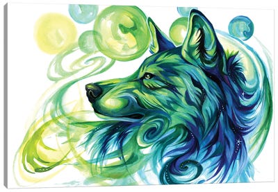 Emerald Green Wolf Canvas Art Print - Katy Lipscomb