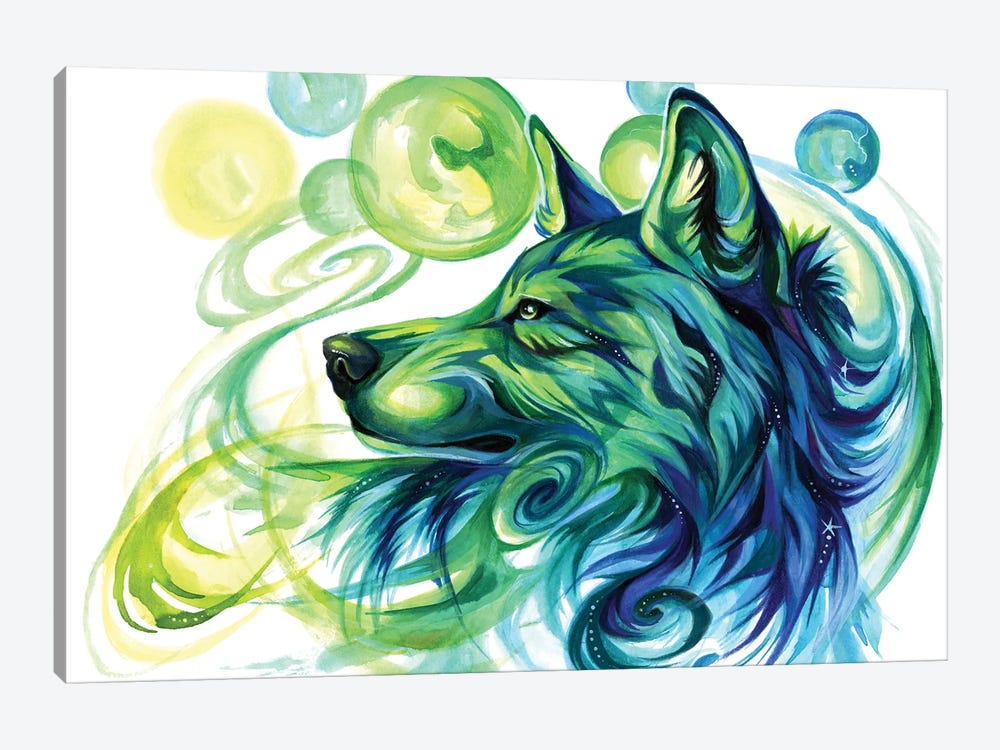 Emerald Green Wolf by Katy Lipscomb 1-piece Canvas Wall Art