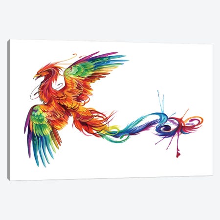 Rainbow Phoenix Flight Canvas Print #KLI167} by Katy Lipscomb Art Print