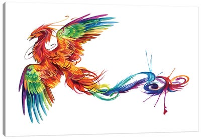 Rainbow Phoenix Flight Canvas Art Print - Katy Lipscomb