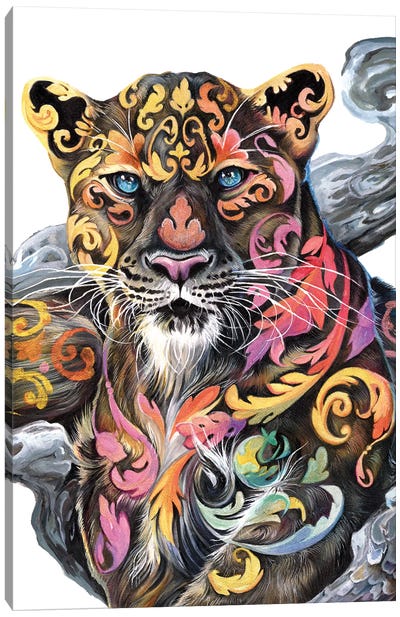 Gilded Jaguar Canvas Art Print - Embellished Animals