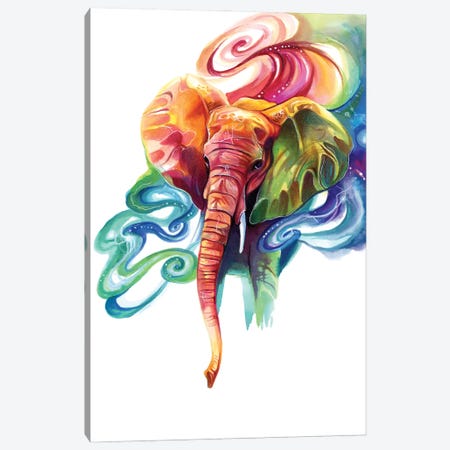 Rainbow Elephant Canvas Print #KLI172} by Katy Lipscomb Art Print