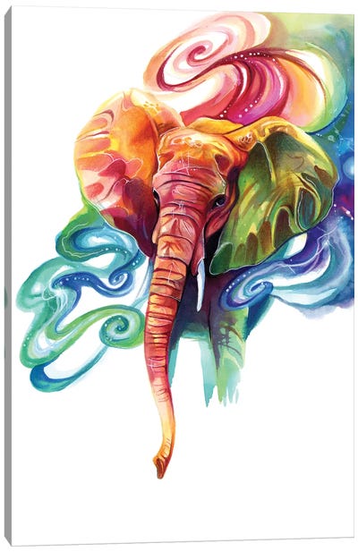 Rainbow Elephant Canvas Art Print - Embellished Animals