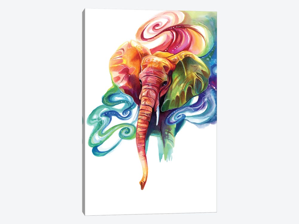 Rainbow Elephant by Katy Lipscomb 1-piece Canvas Print