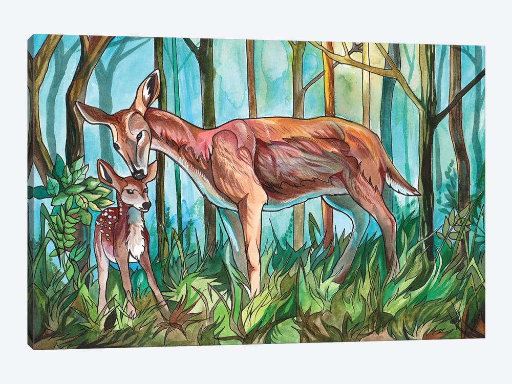 Doe And Fawn by Katy Lipscomb 1-piece Canvas Art