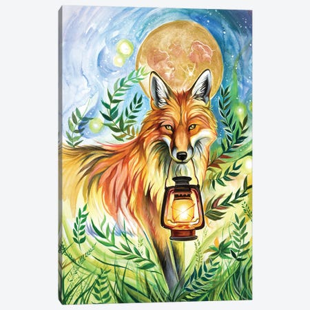 Lantern Fox Canvas Print #KLI178} by Katy Lipscomb Art Print