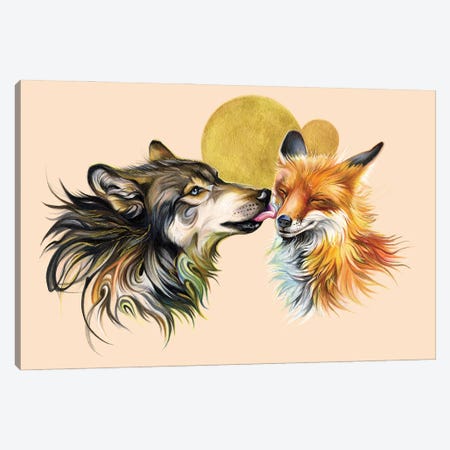 Wolf And Fox Canvas Print #KLI179} by Katy Lipscomb Canvas Art Print