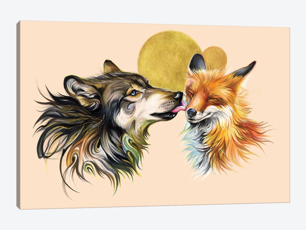 Wolf And Fox by Katy Lipscomb 1-piece Canvas Artwork
