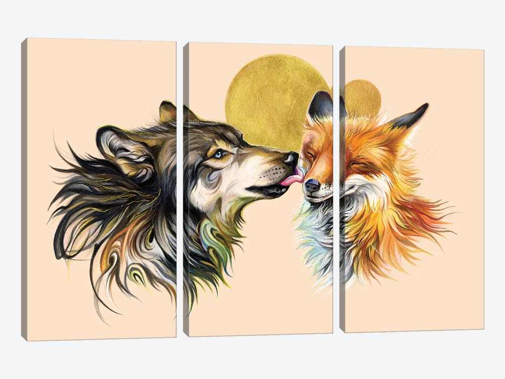 Wolf And Fox by Katy Lipscomb 3-piece Canvas Art