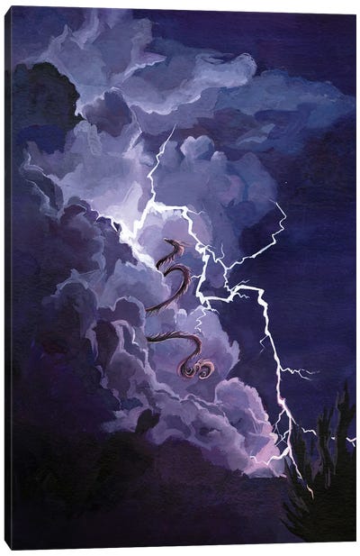 Lightning Dragon Canvas Art Print - Indigo Art