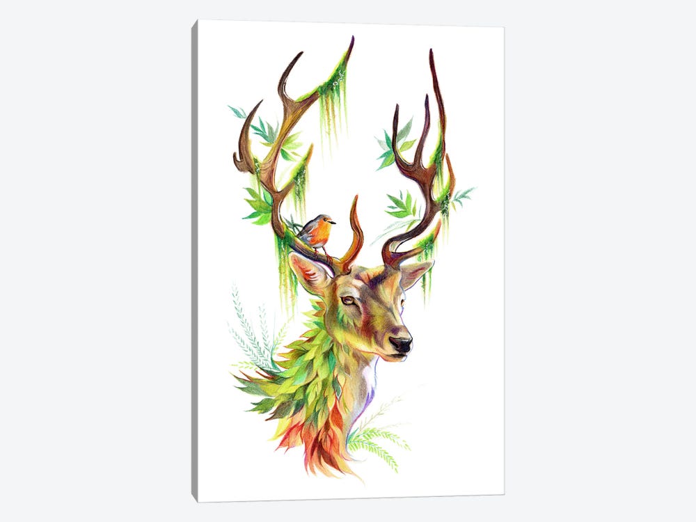 Botanical Stag by Katy Lipscomb 1-piece Canvas Wall Art
