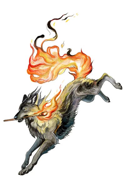 Flame Wolf by Katy Lipscomb canvas print