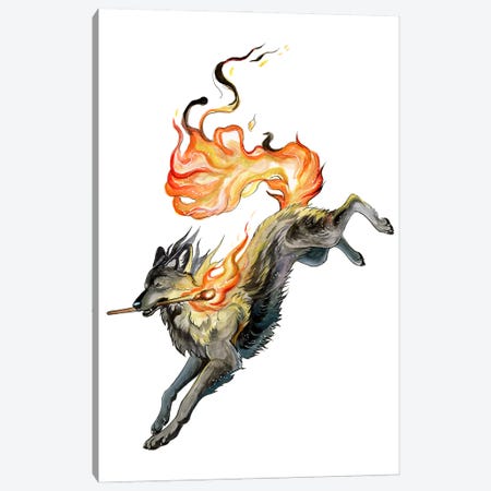 Flame Wolf Canvas Print #KLI186} by Katy Lipscomb Canvas Art Print