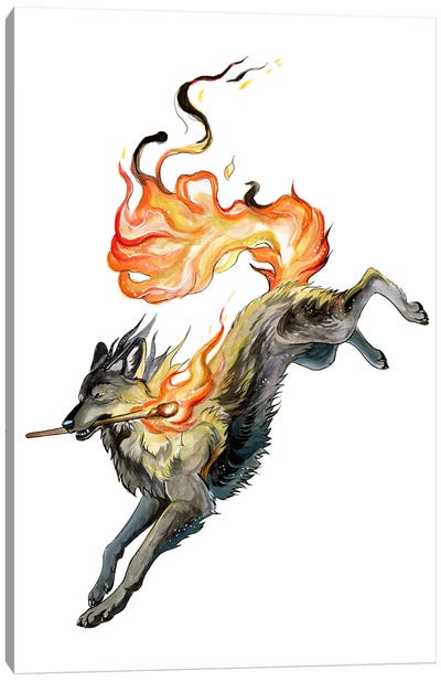 Flame Wolf Canvas Art Print - Katy Lipscomb