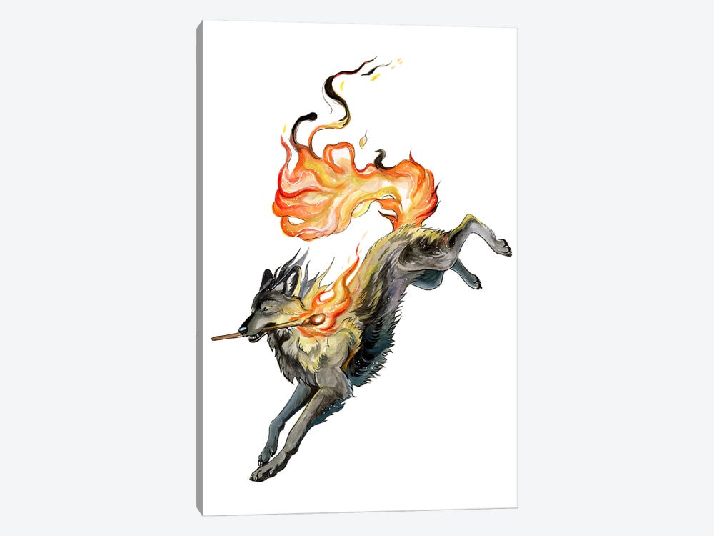 Flame Wolf by Katy Lipscomb 1-piece Canvas Artwork