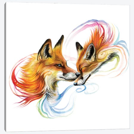 Fox Nuzzle Canvas Print #KLI187} by Katy Lipscomb Canvas Art Print
