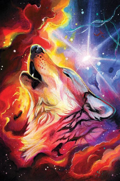 Galaxy Wolf by Katy Lipscomb framed wall art