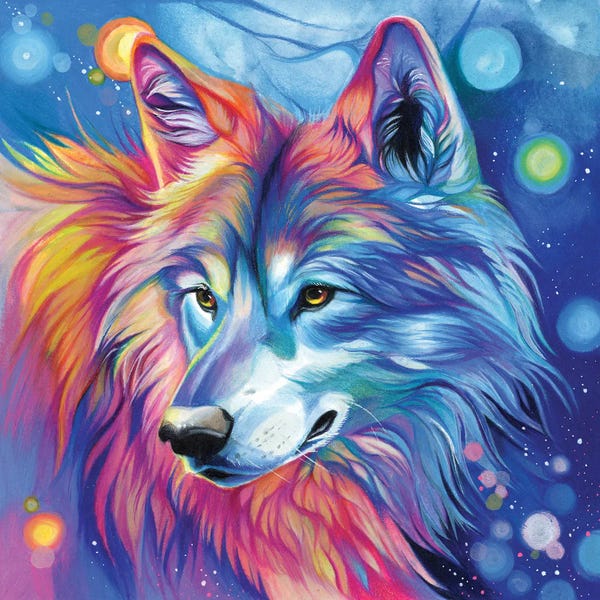 Wolves: Sunset Rainbow Wolf by Katy Lipscomb