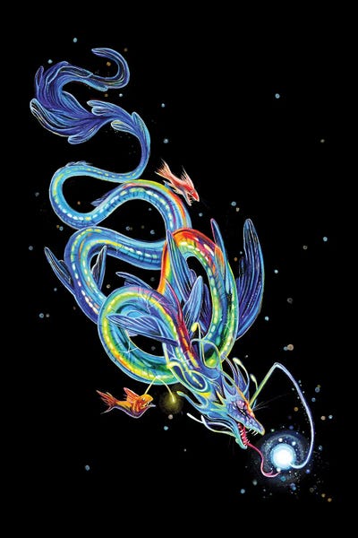 Bioluminescent Dragon by Katy Lipscomb metal wall art