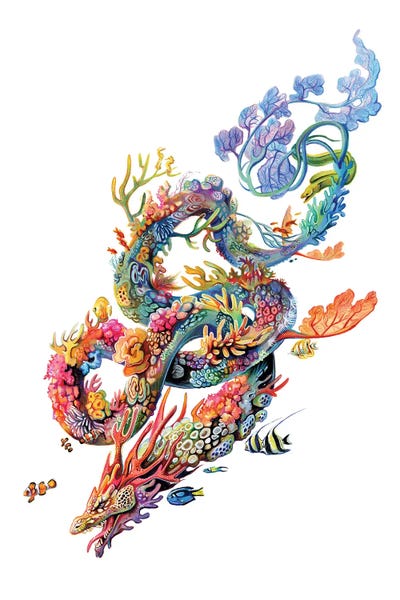 Coral Dragon by Katy Lipscomb metal wall art