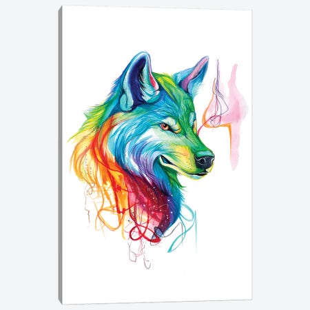 Colorful Wolf Canvas Print #KLI21} by Katy Lipscomb Art Print