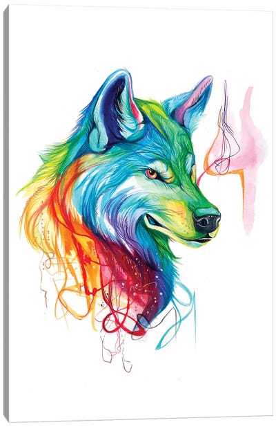 Colorful Wolf Canvas Art Print - Wolf Art