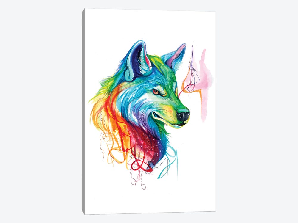 Colorful Wolf by Katy Lipscomb 1-piece Canvas Wall Art